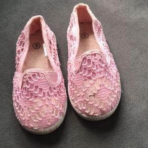 Pink lace slip-on loafers